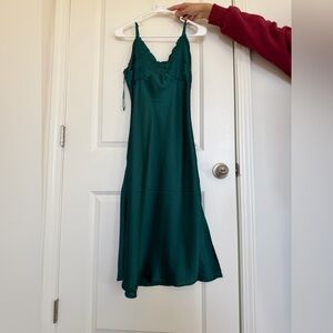 long green satin dress